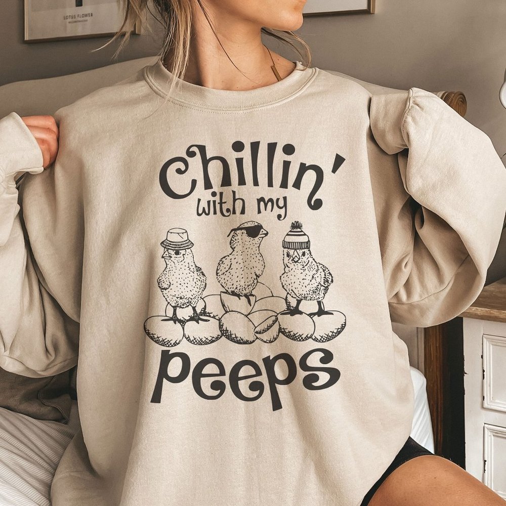 Easter Sweatshirt, Cute Women's Easter Sweatshirt, Cute Peep's Sweatshirt
